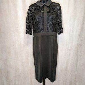 NWOT Medium Little Black Cocktail Dress with 3/4 lace sleeves and pan collar.